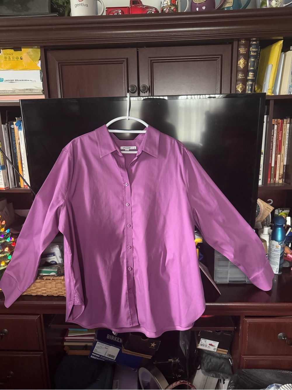 Chico's Bright Fuchsia Button-Down Shirt